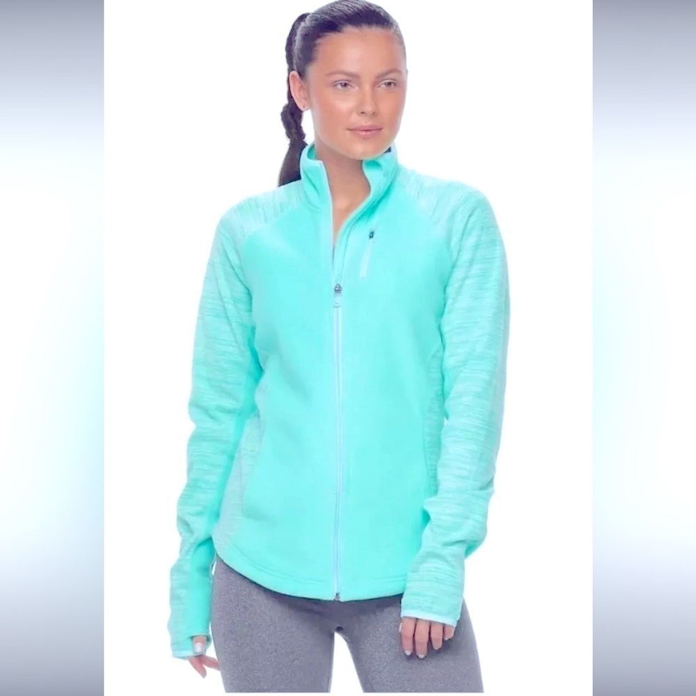 Tek Gear Women’s Full-Zip Fleece Jacket – Turquoise – Size M Casual Office Cozy